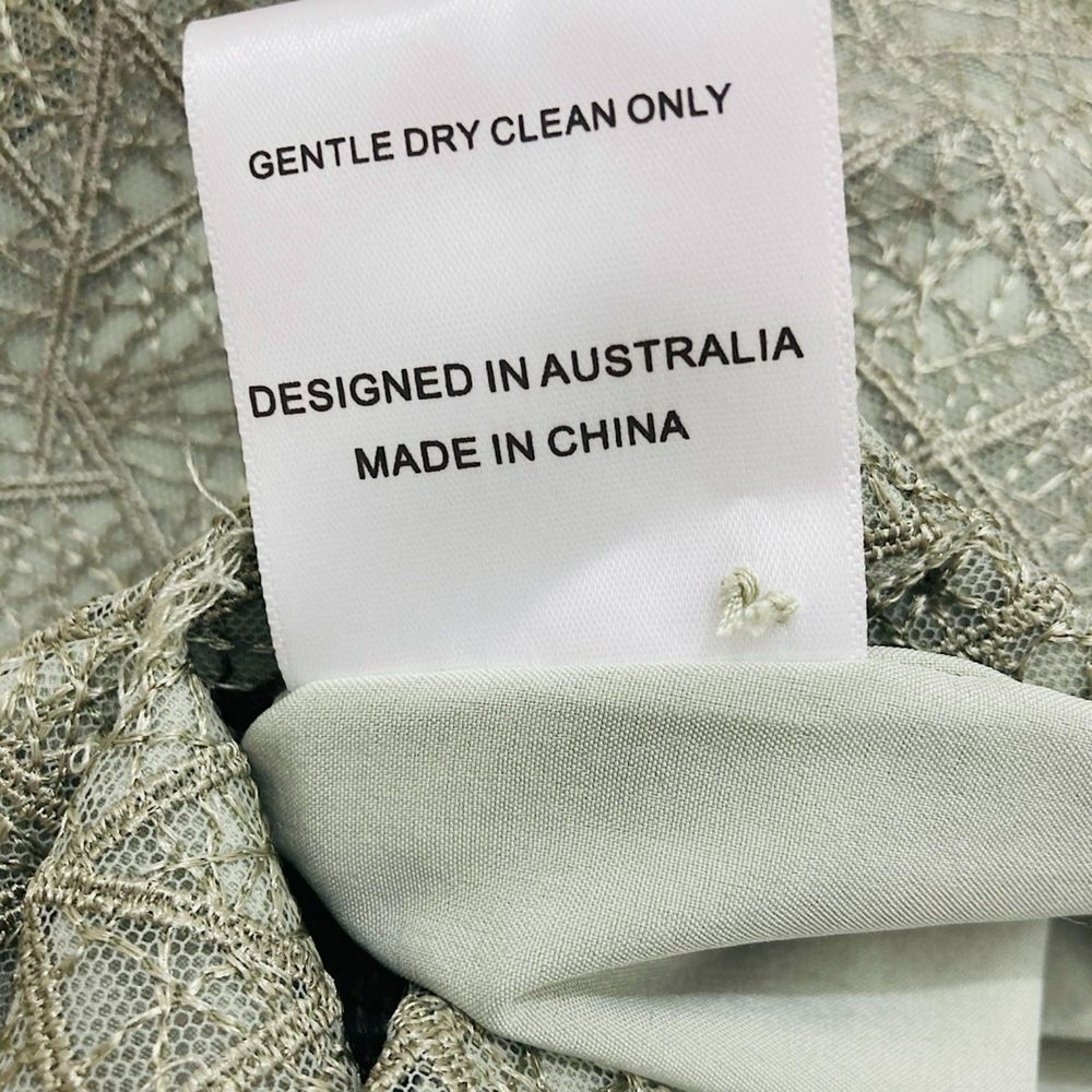Misha Collection Metallic Sage Gray Lace Luxury Natasha Mini Dress Size 4 - Picture 15 of 16